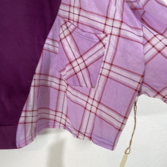 Paper & Tee Deep Purple Plaid Flannel Pullover V Neck Sweater Size 3XL New - Picture 3 of 8